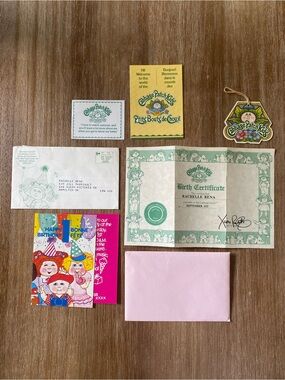 Cabbage Patch Kids Adoption paper and hang tag lot